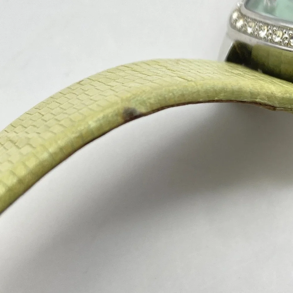 Fossil F2 Women's Watch 32mm Silver Tone Green MOP Crystals Day Date New Battery
